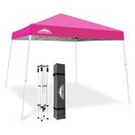 EAGLE PEAK 10x10 Slant Leg Pop-up Canopy Tent Easy One Person Setup Instant Outdoor Canopy Folding Shelter 10x10 Base 8x8 Top (Pink)