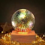 DEECOZY LED Glass Ball Table Lamp, Romantic LED Night Light 3D Fireworks Desk Lamp Kid Bedroom Decor Lights Baby Night Light Kids Night Lamp for Kids Women Birthday Gift Bedroom House with USB Cable