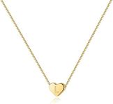 PAVOI 14K Gold Plated Tiny Heart Necklace | Dainty Necklace for Women | Personalized Letter Heart Choker | Adjustable Slider, Yellow Gold, No Gemstone