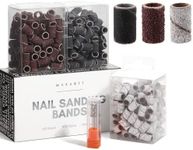 Makartt Nail Drill Bits Sanding Bands for Nail Drill #80#150#240 Grits 300Pcs Nail File Sanding Bands Zebra brown Professional Drill Bits Set for Acrylic Nails Gel Manicures Pedicures Tools