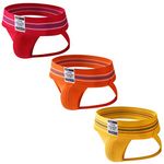 JOCKMAIL 3PCS/PACK Mens Jock Strap Briefs Mens Athletic Supporter Sport Underwear Comfortable Mens Briefs (EU size M, Orange+Red+Yellow)