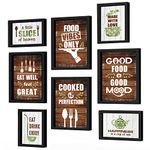 Chaka Chaundh Acrylic Abstract Vintage Kitchen Quotes Wall Frames (Multicolor) -Set Of 8 , Engineered Wood