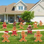 AnyDesign 10Pcs Large Christmas Yard Sign Stakes Gingerbread man Lawn Sign Colorful Lawn Patio Yard Decor for Holiday Party Home Lawn Pathway Walkway Decor Supplies, 10 Designs, Multicolor