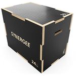 Synergee 3 in 1 Non-Slip Wood Plyometric Box for Jump Training and Conditioning. Wooden Plyo Box All in One Jump Trainer. Size - 30/24/20