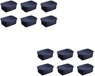 Rubbermaid Roughneck 3 Gallon Rugged Plastic Reusable Stackable Home Storage Totes with Lids, Dark Indigo Metallic (12 Pack)