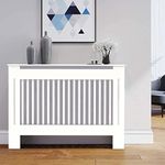 High Radiator Cover Wood Cabinet: External 36 Inch Height White Medium Heater Covers Internal Heights 35.5 Inch Vertical Slats Modern Tall Radiators Shelf Thicken MDF Wooden Kitchen Bedroom Cabinet