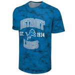 FOCO NFL Men's Officially Licensed Established Wordmark Camo Performance Throwback Team Color Crewneck T-Shirt, Detroit Lions - Blue, Large