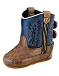 Old West Kids Boots Unisex-Baby Poppets Leather Boots with Velcro Closure