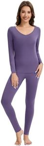 WiWi Thermal Underwear Set for Women Long Johns Sets Base Layer Pajama Thermals Warm Top & Bottom Bamboo Viscose Pjs S-XXL, Lavender, Large