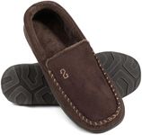 Zizor Men's Moccasin Slippers With Memory Foam, House Shoes for Indoor Outdoor (Coffee, Size 10)