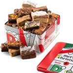 David's Cookies Merry Christmas Assorted Brownies & Crumb Cake Gift Basket Tin 16pcs - Delicious, Fresh Baked Snacks, Gourmet Chocolate Fudge Slices, Brownies, Ideal Gift for Christmas Holidays