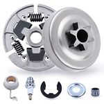 3/8" Sprocket Clutch Drum Kit for Stihl 017 018 MS170 MS180 021 023 025 MS210 MS230 MS250, ADEFOL Sprocket + Clutch Drum + Sprocket Bearing + Worm Gear + Washer + E-Clip + Spark Plug