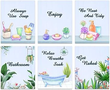 INFUNLY Set of 6 Wall Art Prints for Bathroom Unframed Relax Breathe Soak Quote Picture Print 8x10 in The Warm Bathtub Painting Poster Waterproof Ready to Hang Bath Linen Home Decoration