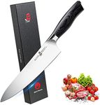 TUO Chef’s Knife - 8 inch Chef Knife Pro Kitchen Knife Ultra Sharp, Premium German High Carbon Stainless Steel, Traditional Full Tang Pakkawood Handle Gift Box, Fiery Phoenix Series - Black