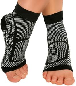 LAFUYSO Ankle Brace Compression Sleeve (2 Pairs) - Relieves Achilles Tendonitis, Joint Pain. Plantar Fasciitis Sock with Foot Arch Support Reduces Swelling & Heel Spur Pain. Injury Recovery for Sports (Black, S/M)