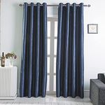 GYROHOME Faux Silk Blackout Curtains with Black Liner, Solid Window Treatment Drapes for Bedroom Living Room, Thermal Insulated Grommet Top (2Panels, 46x72inch,Navy)