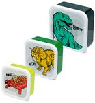 Puckator Dinosauria Set of 3 Lunch Box Snack Pots M/L/XL - Lunchbox with Multi Compartments - Small Food Containers - Lunchbox for Adults and Kids - Girls Boys Lunchbox - Snack Storage