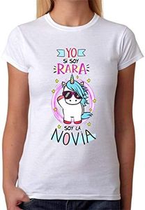 MardeTé Camiseta para la Novia. Yo si Soy RARA, Soy la Novia. Camiseta Despedida de Soltera de Regalo de Amigas. Grupos de Chicas para el último día de Soltera. (3XL), Blanco (C14002)