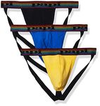 Papi Men's Umpa036 Thong Underwear, Prince Blue/Mimosa Yellow/Black, M (Pack of 3)