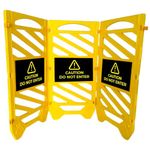 Folding Expandable Barricade - Yellow | Portable Collapsible Safety Barrier Sign | Foldable Plastic Fence with Attachable Clip | Mobile Safety Safety Barrier with Do Not Enter Warning Sign