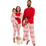 Owlivia Christmas Family Pyjamas Matching Sets Organic Cotton Holiday Matching Family Pyjamas Sets Halloween Pjs for Men, Women, Kids Baby and Pets(Women, Red Reindeer, X-Large)