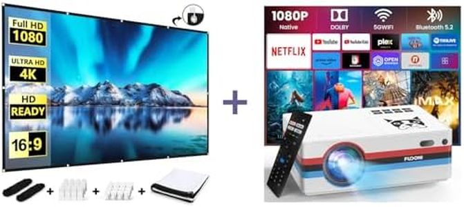 FUDONI S1 Netflix Licensed & Dolby Audio Projector with WiFi and Bluetooth 4K Supported and 100 inch Projector Screen