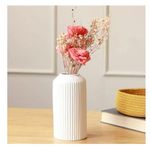 SPHINX Ribbed Pipe Ceramic Vase, Flower Vase, Pampas Grass Vase, Vase for Money Plant Live Plants, Vase Home Decor Centrepiece Decor for Home, Office, or Gifts VASE ONLY NO Flowers- (White, 6 Inch)