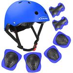 KAMUGO Kids Bike Helmet, Toddler Helmet for Ages 2-8 Boys Girls with Sports Protective Gear Set Knee Elbow Wrist Pads for Skateboard Cycling Scooter Rollerblading (Blue)