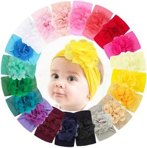 CÉLLOT 20 Colors 4 Inch Chiffon Flower Baby Girls Headbands Soft Elastic Nylon Hairbands for Newborn Infant Toddler Girls Kids