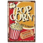 SUPERDANT Popcorn Tin Sign Hot& Fresh Metal Tin Sign Theater Metal Sign Vintage Tin Signs Funny Signs and Plaque Retro Metal Wall Art for Bar Playroom Cinema Kitchen Wall Decoration