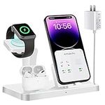 3 in 1 Fast Charging Station with 20W PD Adapter for iPhone 14 13 12 11(Pro Max Mini Plus)/X/8/7/6/5, Fast Wireless Charger Desk Stand for iWatch 8/7/6/5/SE/4/3 and Charging Docks for Apple Airpods