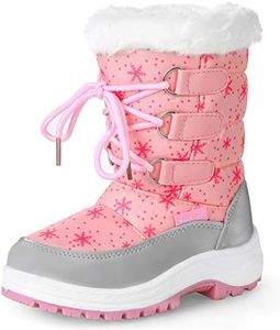 Apakowa Kids Girls Insulated Fur Winter Warm Snow Boots (Toddler/Little Kid) (Color : Pink, Size : 8 M US Toddler)