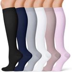 Foaky Compression Socks for Women and Men ,6 Pairs Compression Socks Best for Athletic ,Nursing, Running ,Flight Travel (UK, Alpha, S, M, Regular, Regular, 6Pairs-Black/Navy/Gray/White/Red/Pink)