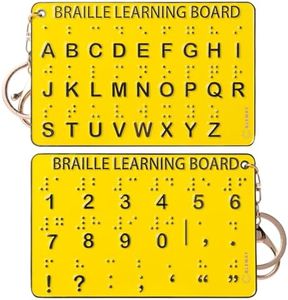 BLEWAY Premium Metal Braille Alphabet Board - Portable Tactile Learning Tool for Visually Impaired | Durable Solid Metal Educational Blind Accessory for Beginners (Full Alphabet & Punctuation Set)