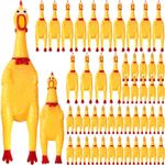 Hollowfly 50 Pcs Rubber Chicken Screaming Chicken 12 Inch and 6.3 Inch Squeeze Chicken Yellow Durable Screaming Squeaky Dog Toy Noisemaker for Pet Dog Chew Gifts Prank Novelty Toy