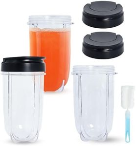 3 Packs MB1001 16OZ Replacement Cups with Lids Compatible with Magic Bullet 250W Blenders Juicer with Brush