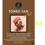 Art Essentials Toned Sketch Artist A3 Warm Tan Medium Surface 120 GSM, 20 Sheets Pack, Acid Free Paper for Sketching, Drawing with Graphite, Charcoal, Pastel, Light & Dark Media