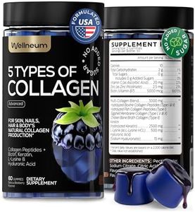 Collagen Peptide Gummies for Women and Men - Collagen Gummy Supplement for Healthy Hair, Skin, Nails and Bones - Hyaluronic Acid, Biotin, Keratin, Saw Palmetto - Sugar Free, No GMO and Gluten
