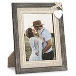 Afuly 7x5 Photo Frame Distressed Wood Frame with White Heart 5 x 7 Rustic Picture Frames for Christmas Mom Grandma Couple Family Friends Wedding Birthday Gifts