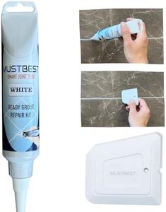 MUSTBEST Tile Grout Repair Kit (White 8.8 Oz-250 Gr), Four Way Use, Repair, Renew, Repaint, Fill The Gaps, Fast Drying, Odorless, Waterproof And Pre-Mixed Grout Pen For Shower, Kitchen, Pool, Bathroom