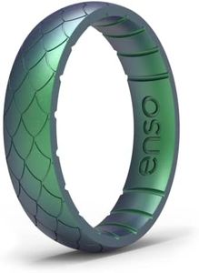 Enso Rings Etched Thin Legend Silicone Ring - Ultra Comfortable, Breathable, and Safe Wedding Ring - Dragon Scale, 4
