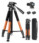 JOILCAN Camera Tripod, 67/in Heavy Duty Tripod for Camera, Stand Video Recording Photo Vlogging，Aluminum Phone with Remote & Travel Bag DSLR Projectors Lasers Orange NH70T