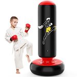 QPAU Larger Stable Punching Bag for Kids, Tall 66 Inch Inflatable Boxing Bag, Gifts for Boys & Girls Age 5-12 for Practicing Karate, Taekwondo, MMA and to Relieve Pent Up Energy in Kids and Adults