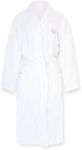 Luxury Turkish Velvet Non-pilling Bathrobe for Women - Soft Terry Cloth Robe for Ultimate Comfort and Style - Crescentt (White Shawl - M/L)