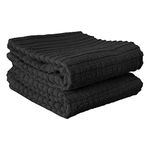 Ritz Kitchen Towels, Cotton, Black, Solid, 2-Pack