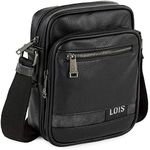 Lois - Shoulderbag for Man with Adjustable Strap. Perfect for Everyday Usage 310219, Black, M