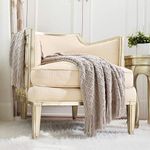 CREVENT Farmhouse Knit Throw Blanket for Couch Sofa Chair Bed Home Decoration, Soft Warm Cozy Light Weight for Spring Summer (127cmX152cm Beige/Khaki)