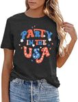 USA Flag Tee Shirt Women 4th of July Gift T Shirt Casual Short Sleeve American Proud T-Shirt Tops, Darkgreyparty, X-Large