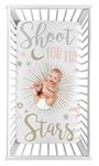 Sweet Jojo Designs Star and Moon Girl Fitted Crib Sheet Baby or Toddler Bed Nursery Photo Op - Blush Pink, Gold, Grey and White Shoot for The Stars Celestial