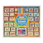 Melissa & Doug Deluxe Wooden Stamp Set: Animals - 30 Stamps, 6 Markers, 2 Stamp Pads | Kids Art Projects, Wooden Stamps With Washable Ink, Wooden Animal Stamps For Kids Ages 4+